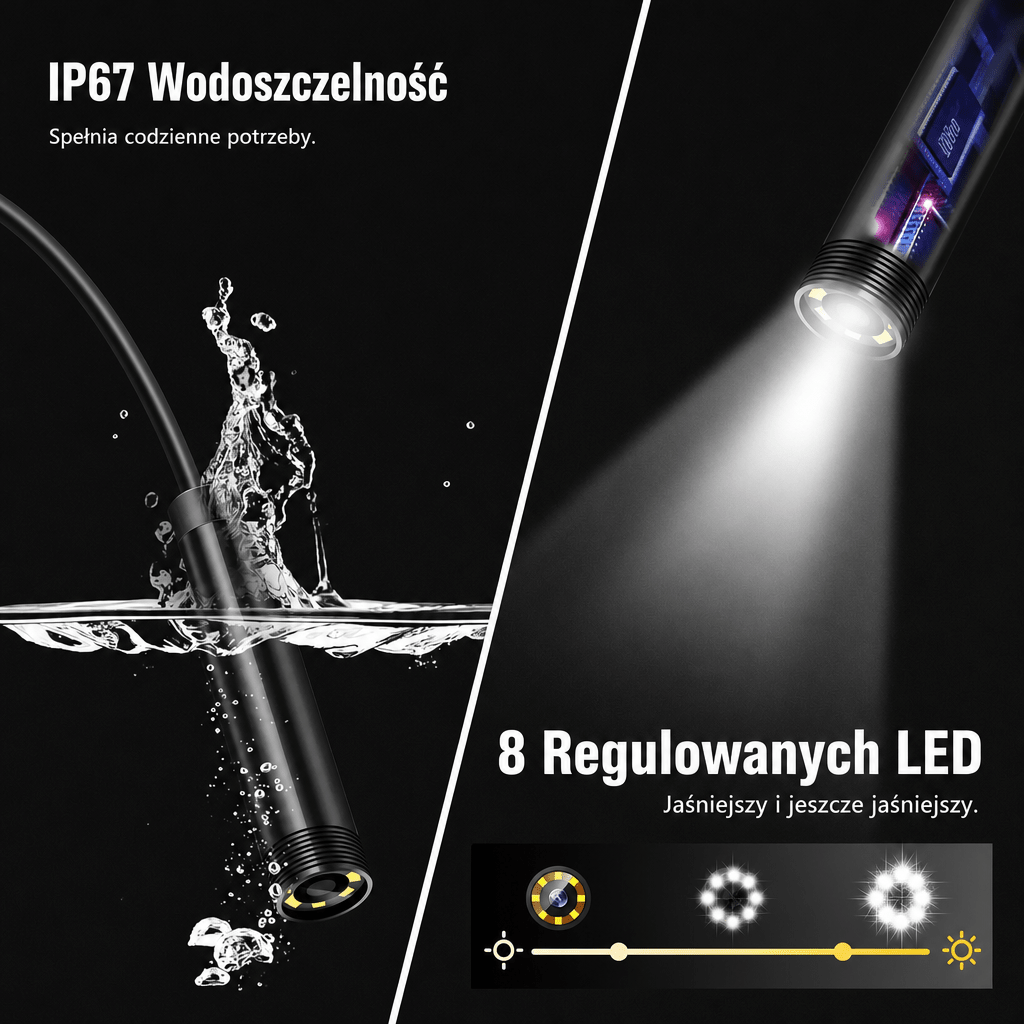 Kamera Endoskopowa 1080P z Ekranem 4,3 Cali IPS i Kablem 30 m do Inspekcji Technicznej