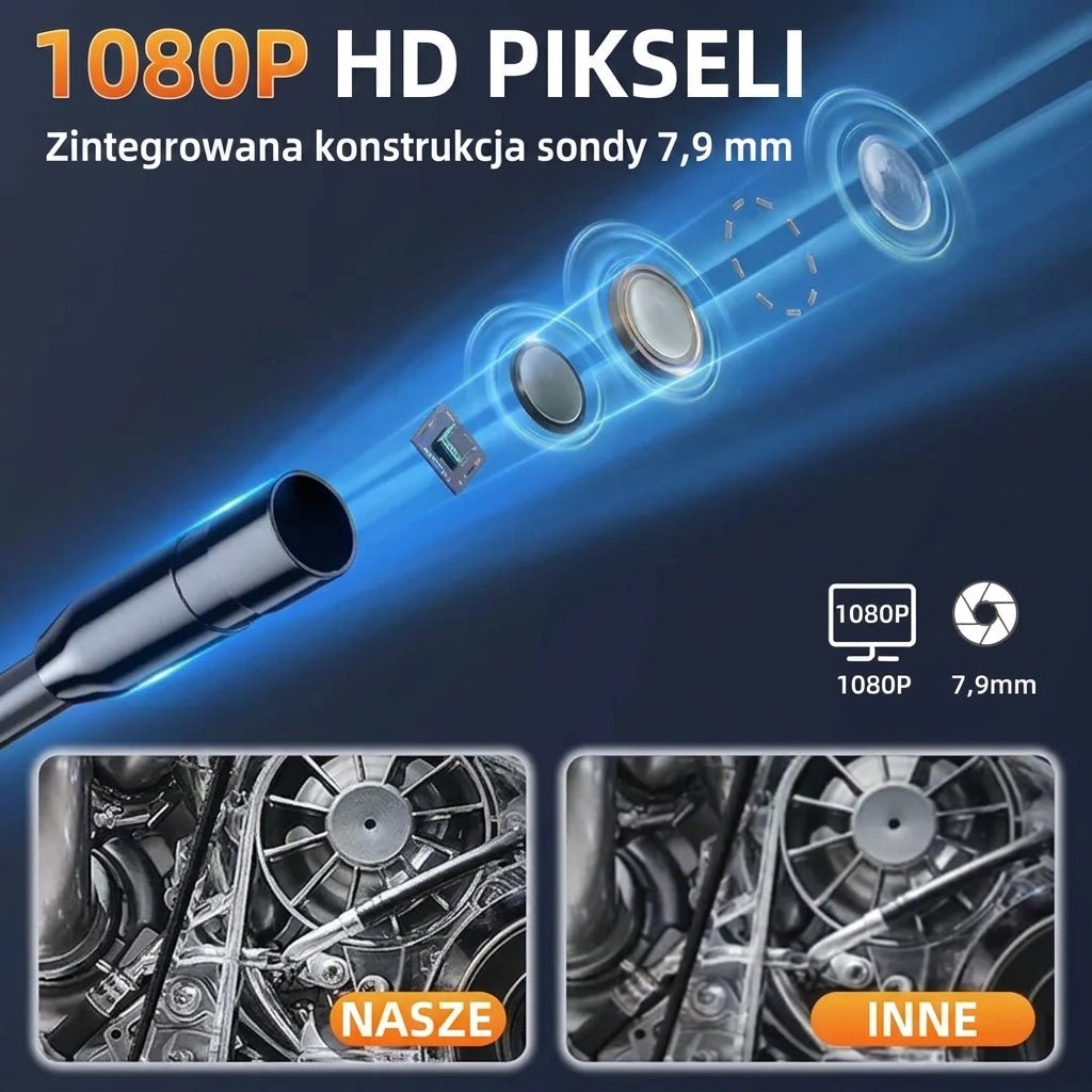 Kamera Inspekcyjna do Rur 1080p HD z Ekranem 4,3 – Wodoodporna, Regulowany Obiektyw 10