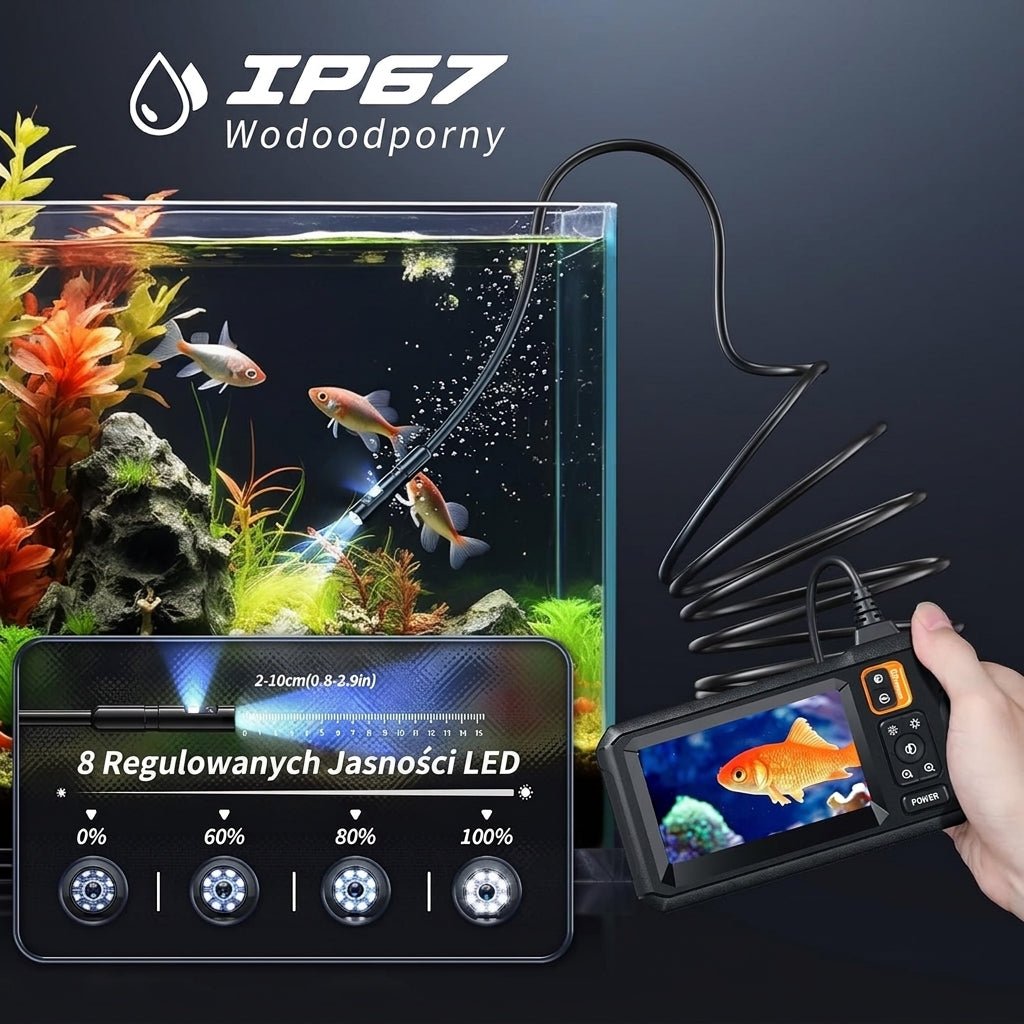 Kamera Inspekcyjna do Rur 1080p HD z Ekranem 4,3 – Wodoodporna, Regulowany Obiektyw 7