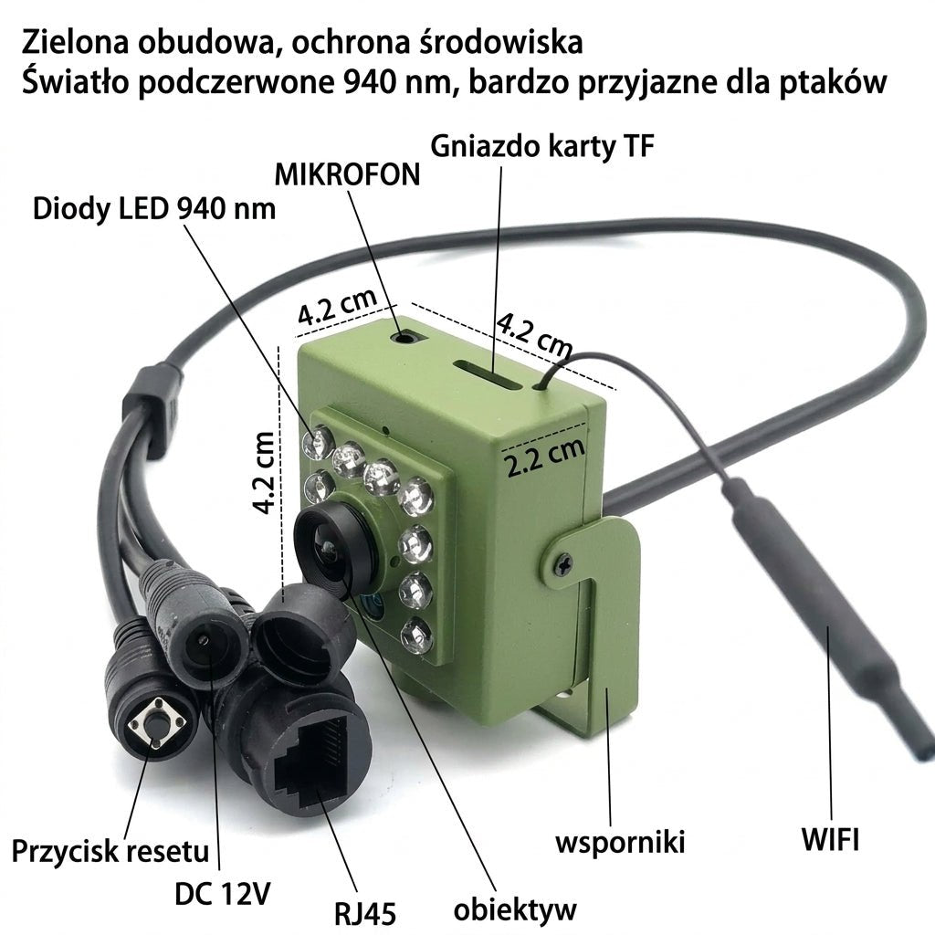 Kamera WiFi HD 1080p do Obserwacji Gniazd Ptaków z Noktowizorem i Detekcją Ruchu 10