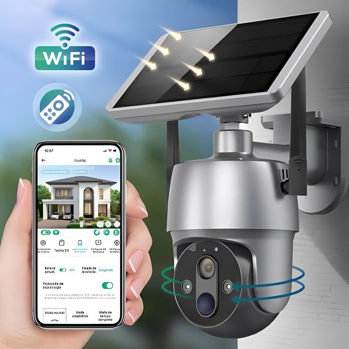 Kamera Zewnętrzna Słoneczna 360° z Wykrywaniem Ruchu – Bezprzewodowa, HD z Aplikacją Mobilną 0