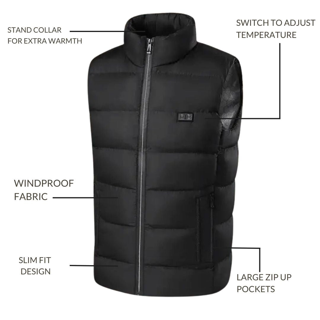 Kamizelka Podgrzewana z Regulacją Temperatury – Wodoodporna, Zasilanie USB, Unisex 3
