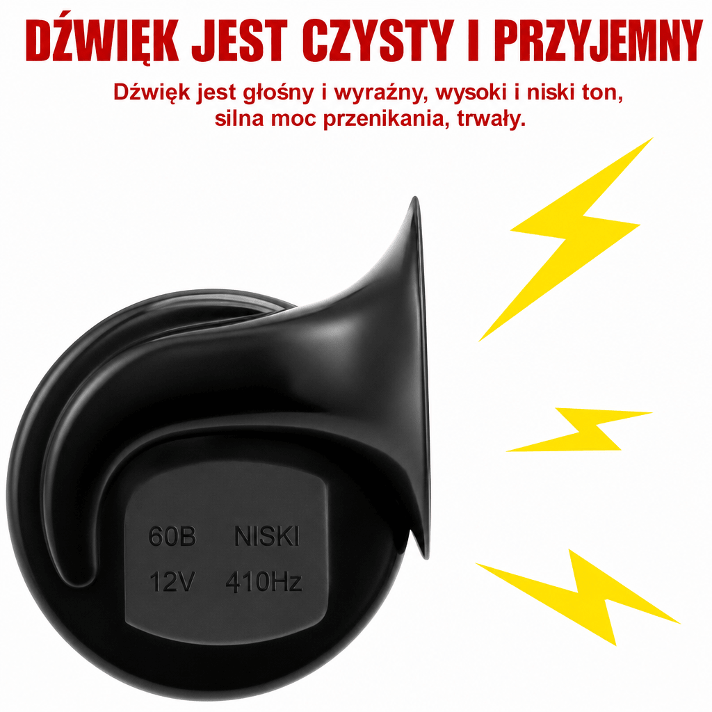 Klakson Samochodowy 300 dB – Wodoodporny do Pojazdów 12V z Dwutonową Technologią