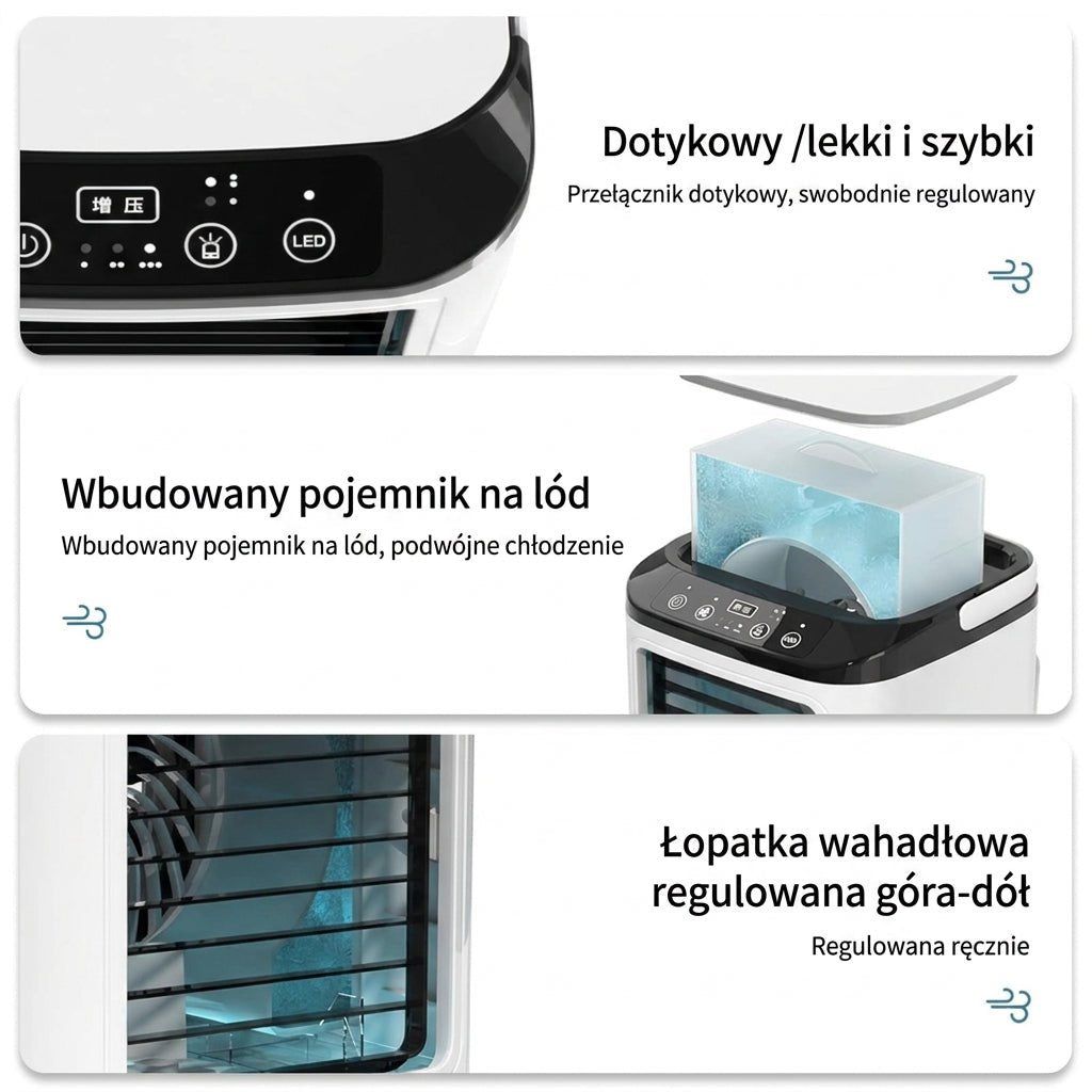 Klimatyzator Przenośny z Atomizacją – 3 Prędkości Wentylatora, Chłodzenie do 5m 16