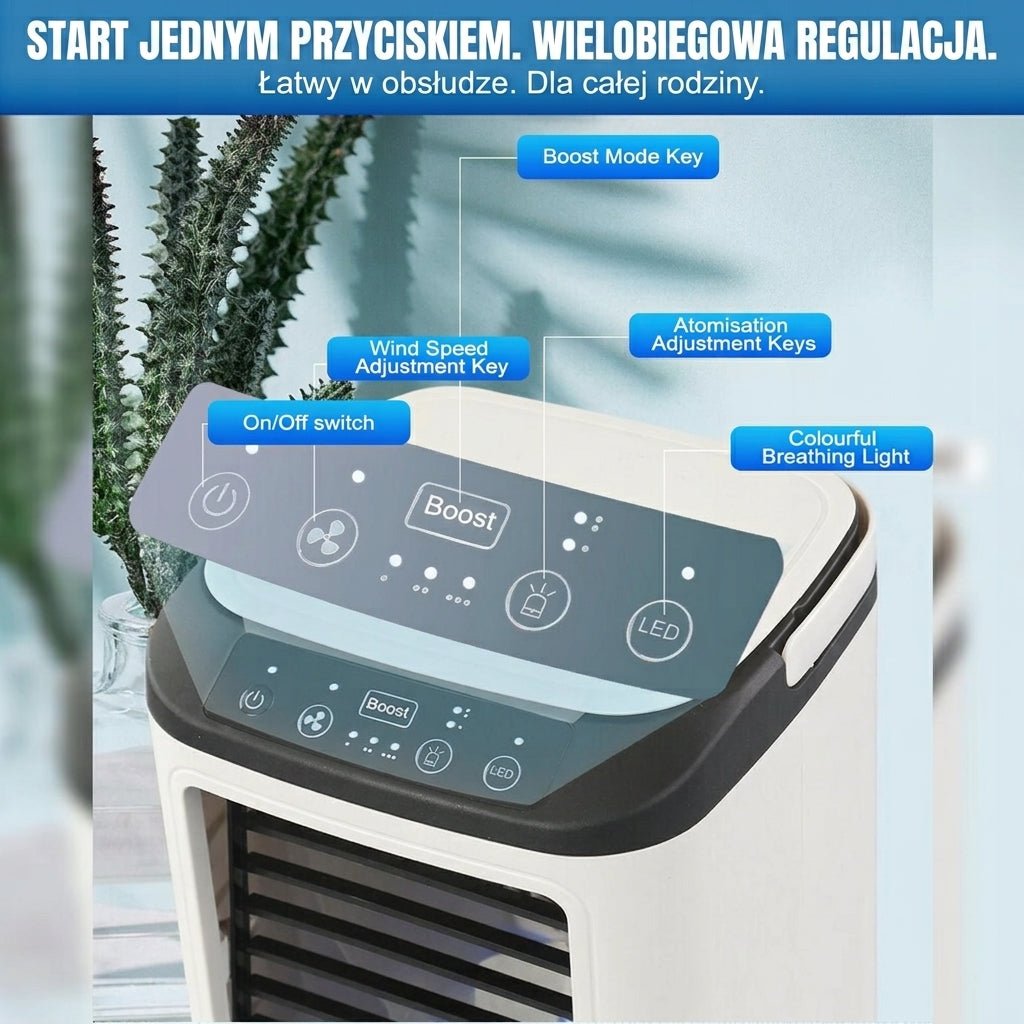 Klimatyzator Przenośny z Atomizacją – 3 Prędkości Wentylatora, Chłodzenie do 5m 6