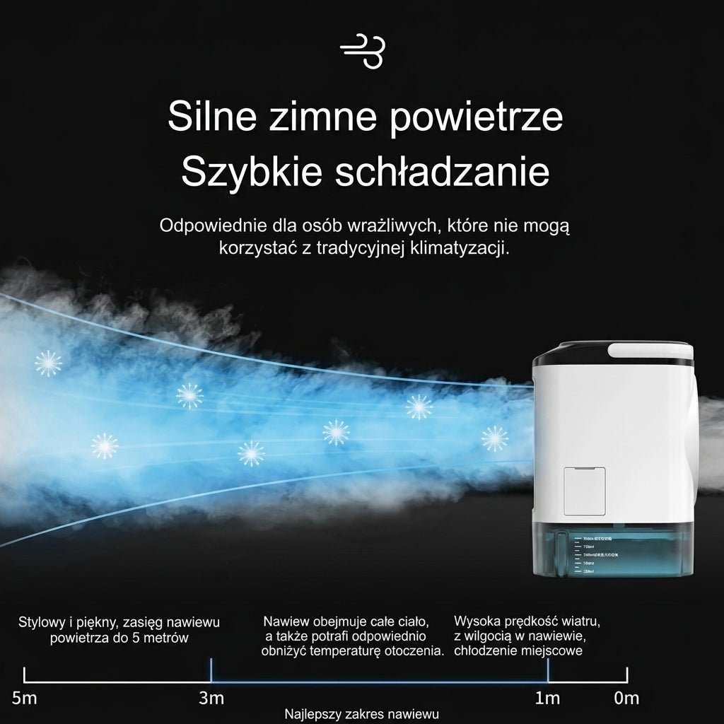 Klimatyzator Przenośny z Atomizacją – 3 Prędkości Wentylatora, Chłodzenie do 5m 9