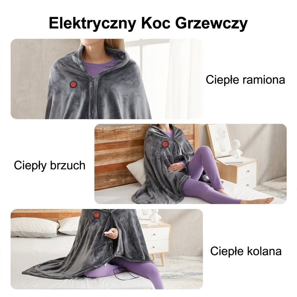 Koc Elektryczny Podgrzewany USB z Regulacją Temperatury – Składany i Przenośny 150x80 cm 2