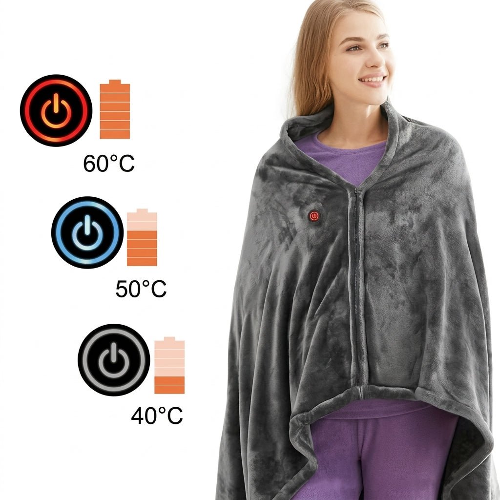 Koc Elektryczny Podgrzewany USB z Regulacją Temperatury – Składany i Przenośny 150x80 cm 4