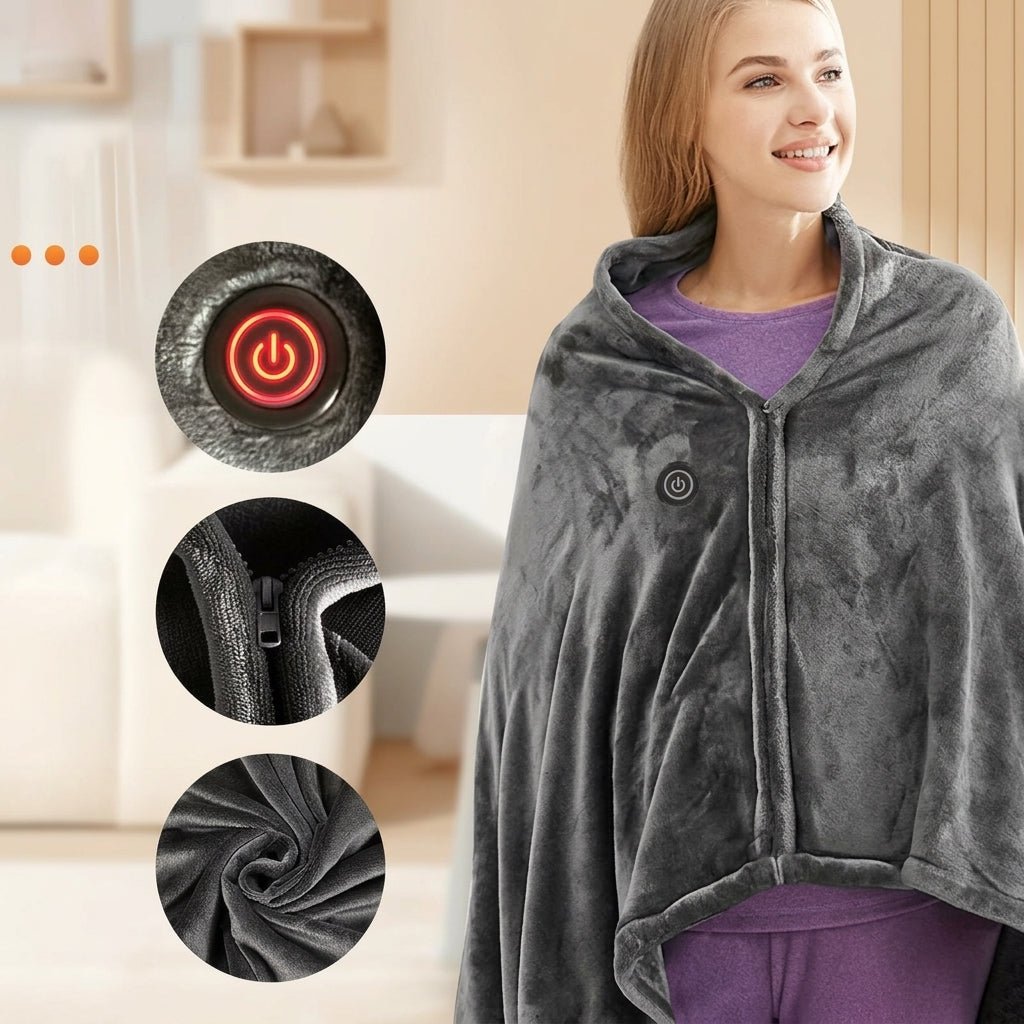Koc Elektryczny Podgrzewany USB z Regulacją Temperatury – Składany i Przenośny 150x80 cm 8
