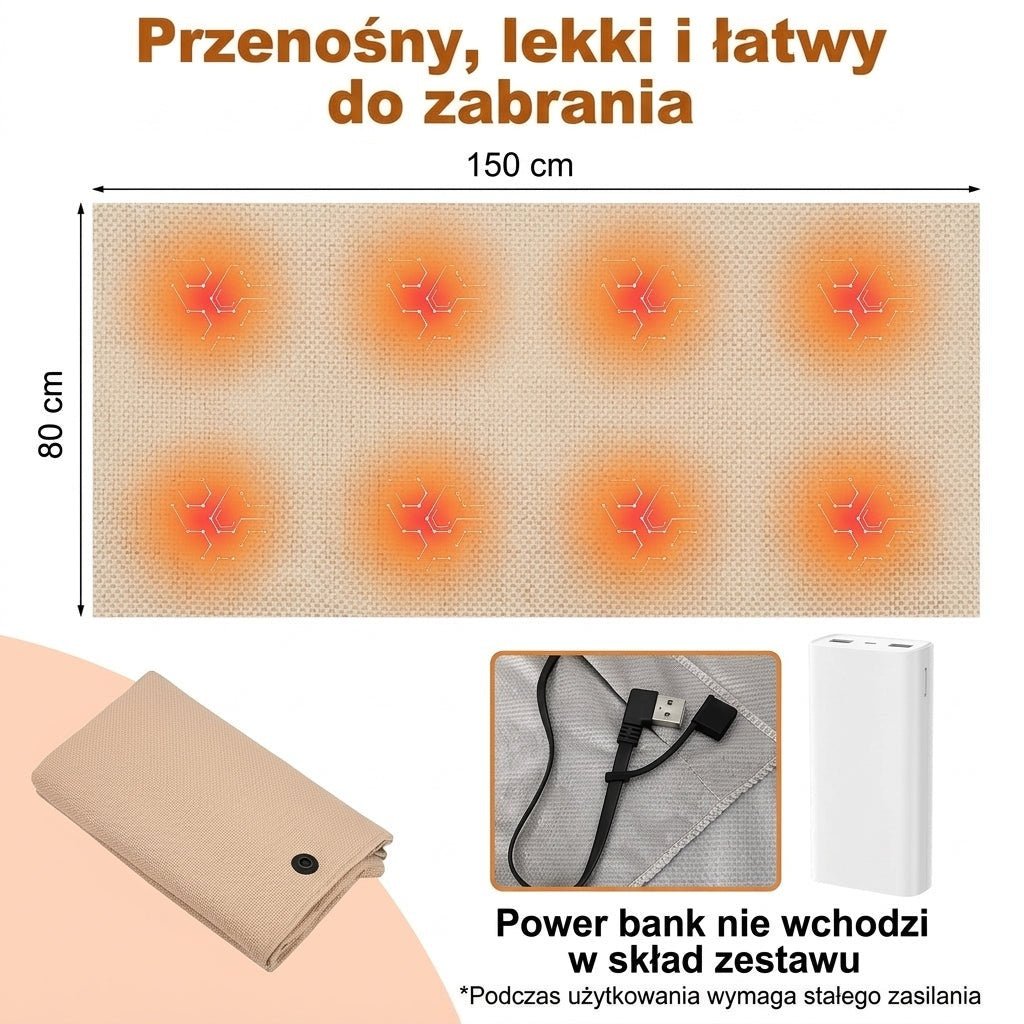Koc Grzewczy USB z 8 Strefami Grzewczymi – Lekki i Przenośny, Idealny do Domu i Biura 6