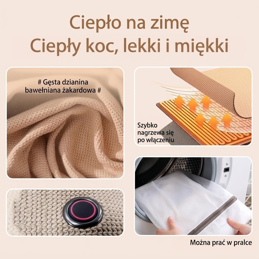 Koc Grzewczy USB z 8 Strefami Grzewczymi – Lekki i Przenośny, Idealny do Domu i Biura 3