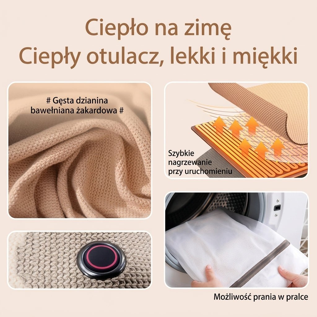 Koc Grzewczy USB z 8 Strefami Grzewczymi – Lekki i Przenośny, Idealny do Domu i Biura 3
