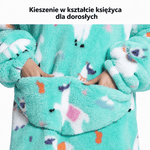 Koc z Kapturem Oversize – Dwuwarstwowy Polar i Sherpa z Kieszenią Typu Kangura