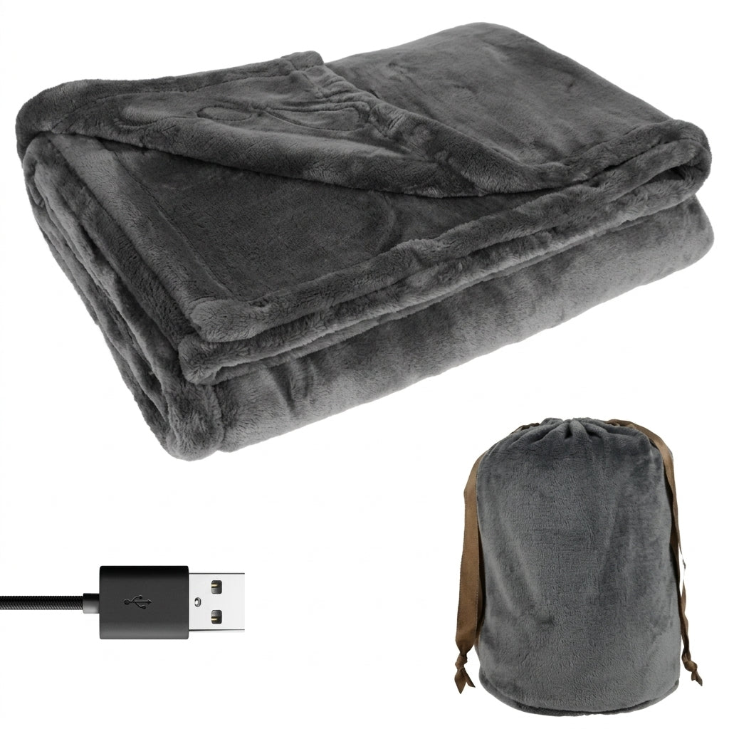 Koc Elektryczny Podgrzewany 160x85 cm z Flaneli – Bezprzewodowy Do Domu i Biura 7