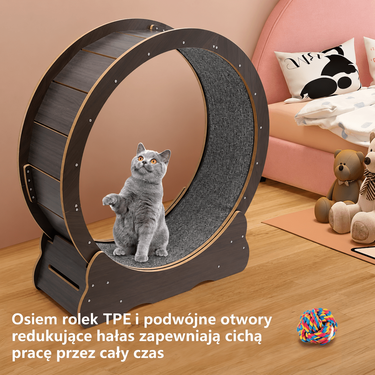 Koło do Ćwiczeń dla Kota 81 cm – Amortyzowane, Ciche z Rolkami