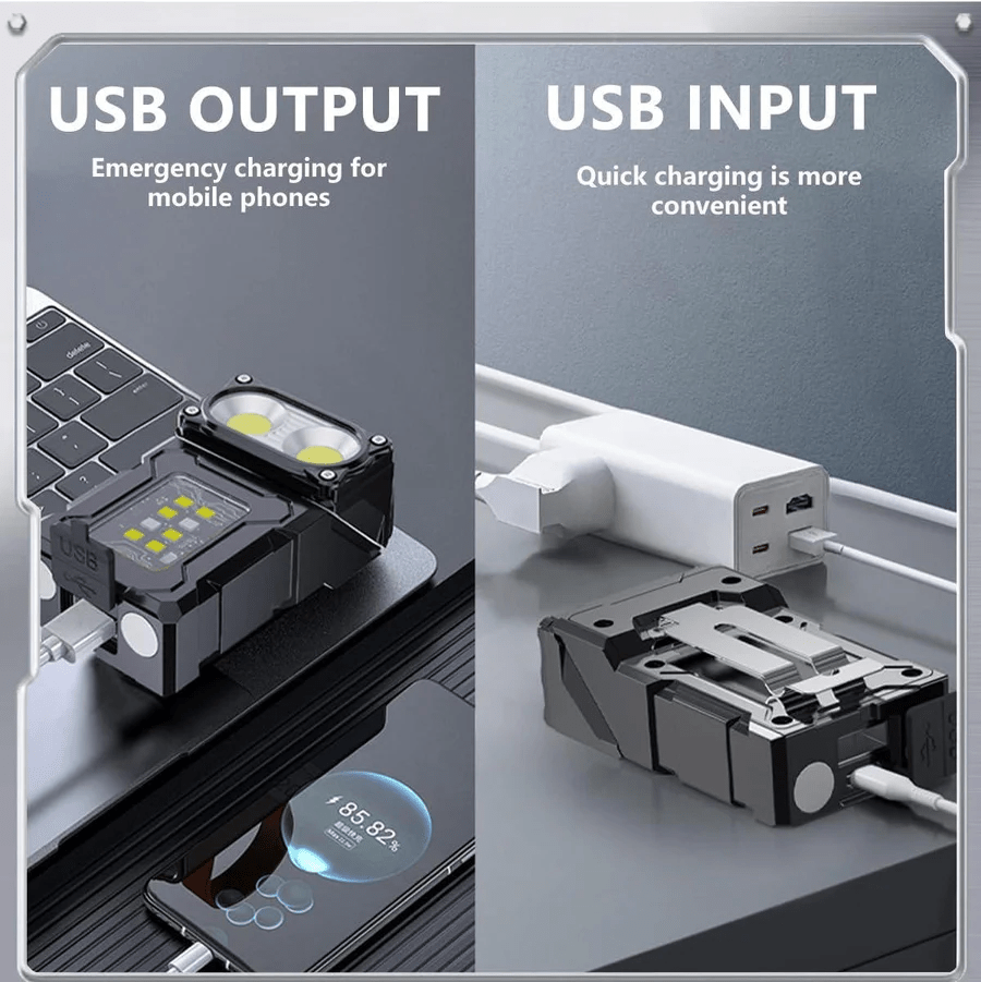 Kompaktowa Latarka Kieszonkowa z Power Bankiem, 200 Lumenów, 7 Trybów, Wodoodporna IP45 3