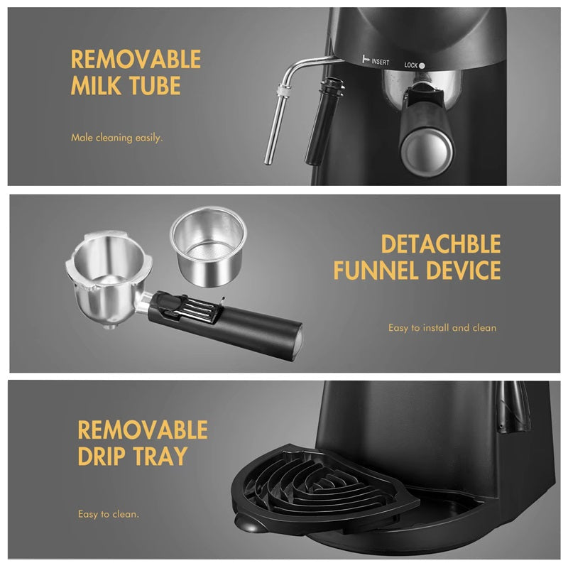 Kompaktowy Ekspres do Kawy z Dyszą Parową - Idealny Ekspres Kolbowy do Espresso i Cappuccino 5