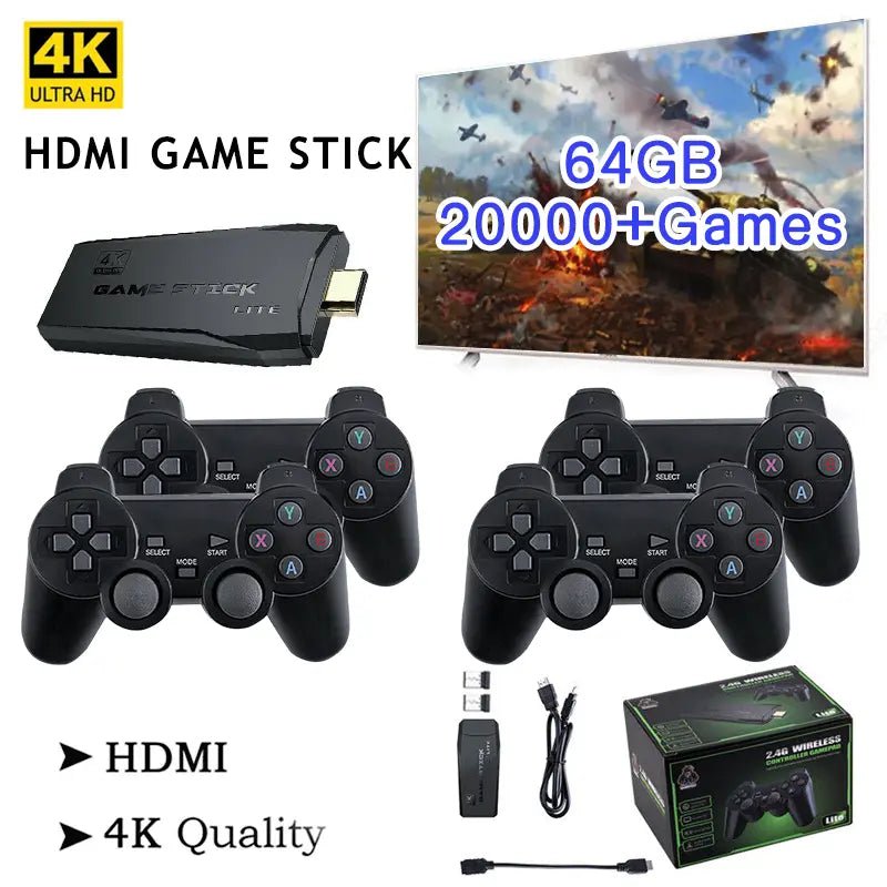 Konsola do Gier 4K HDMI z 64 GB i 20 000 Gier Retro – 2 Bezprzewodowe Gamepady 3