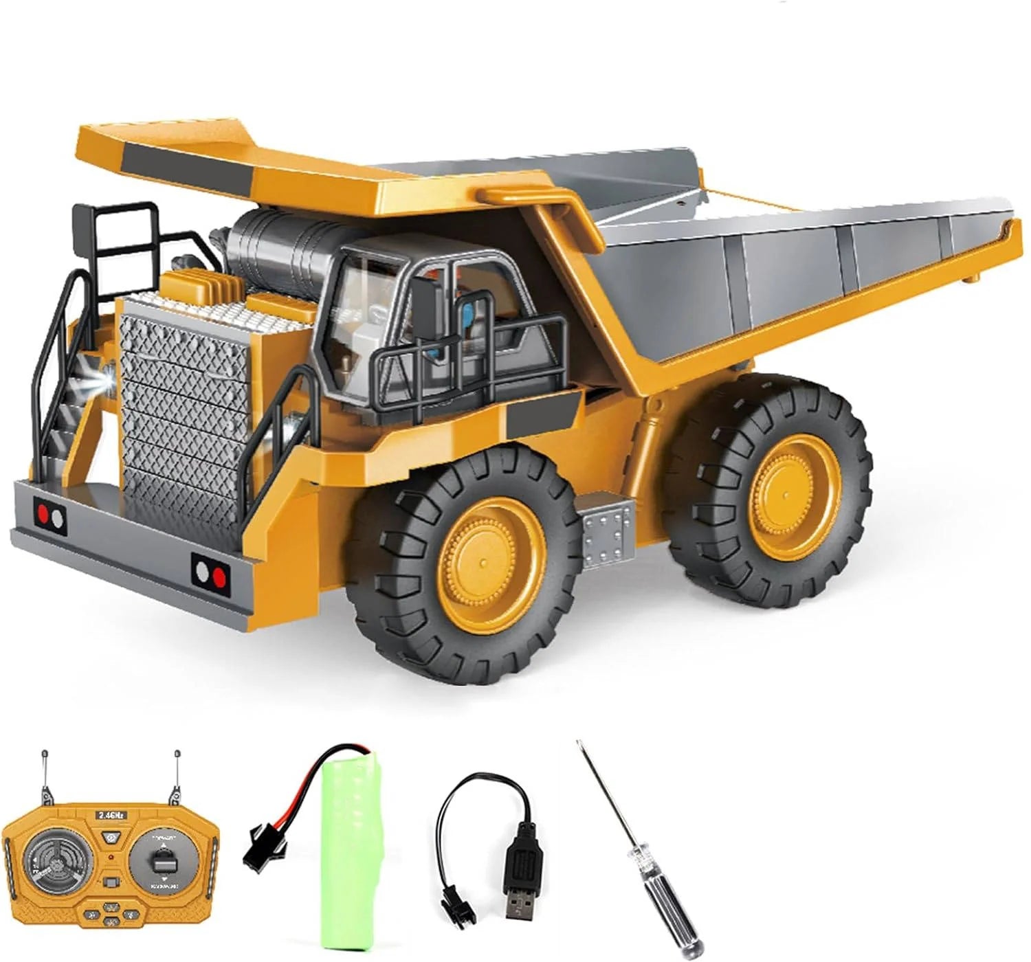 Koparka Zdalnie Sterowana 4WD z Metalowymi Elementami – Model 1:20 z Spychaczem i Wywrotką 9