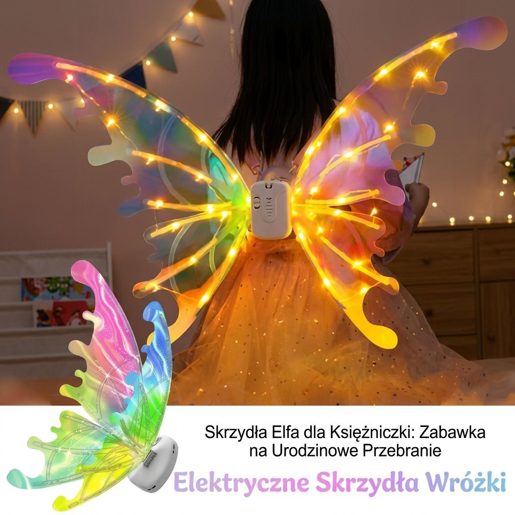 Kostium Skrzydła Wróżki LED z Efektem Trzepotania – Dla Dzieci i Dorosłych, Regulowane Paski 5