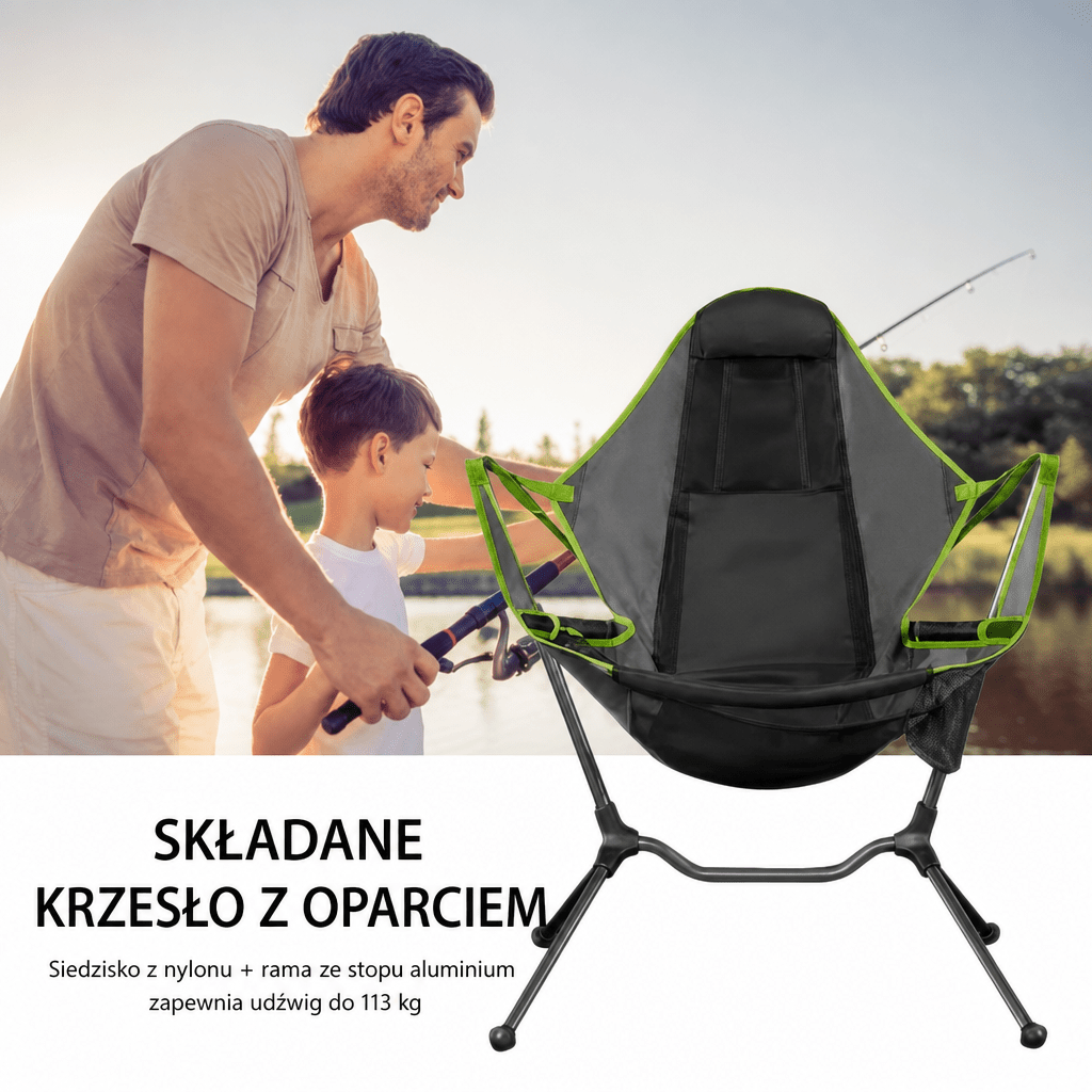 Krzesło Kempingowe Składane z Regulowanym Oparciem – Lekka Konstrukcja, Wygodne do Transportu
