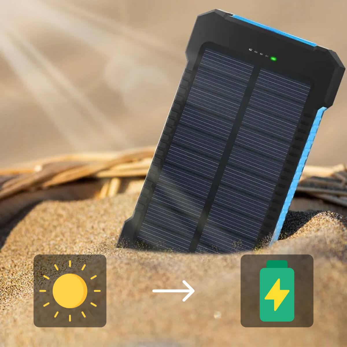 Ładowarka Słoneczna 500000 mAh – Wodoodporny Power Bank z Podwójnymi Portami USB 6