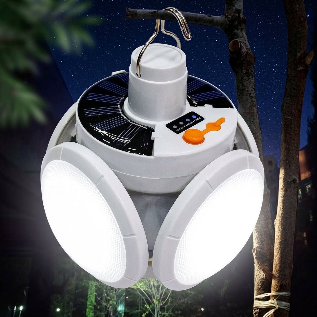 Lampa Kempingowa Składana z 5 Trybami Jasności – Wodoodporna, 2500 Lumenów, Zasilanie Słoneczne 11