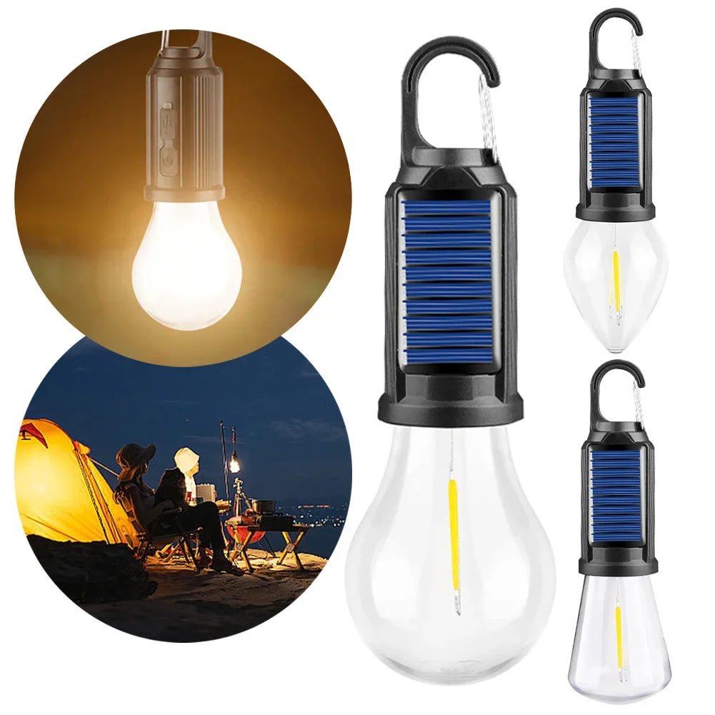Lampa Kempingowa Słoneczna z Hakim – Wodoodporna, Ładowana przez USB, Przenośna 2