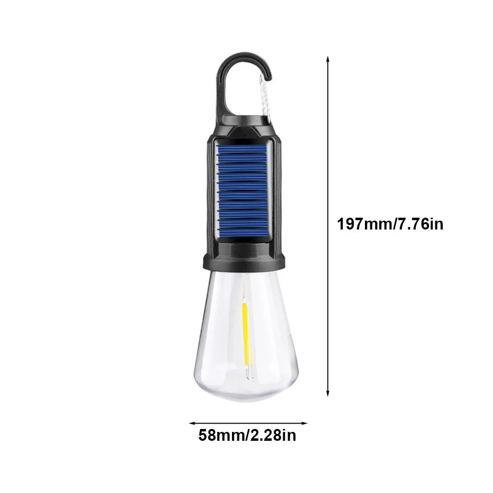 Lampa Kempingowa Słoneczna z Hakim – Wodoodporna, Ładowana przez USB, Przenośna 3