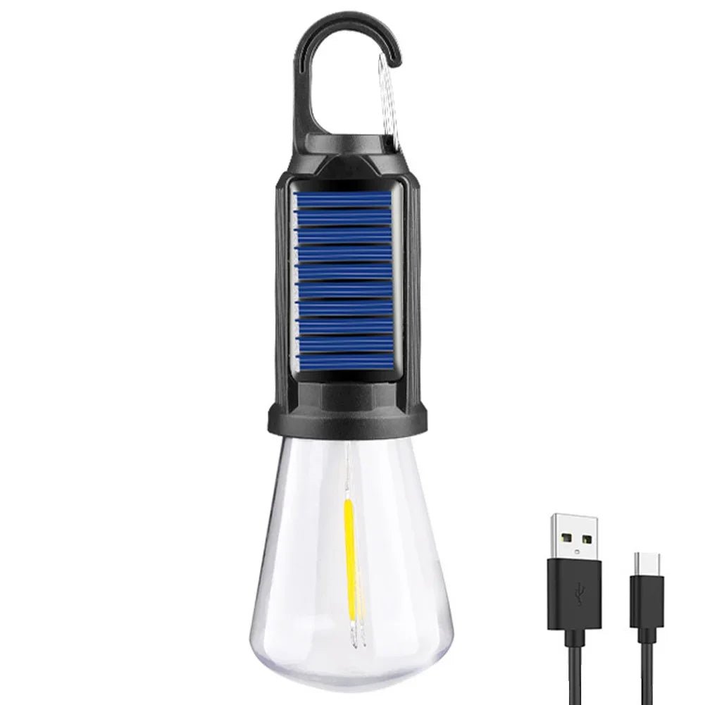 Lampa Kempingowa Słoneczna z Hakim – Wodoodporna, Ładowana przez USB, Przenośna 4