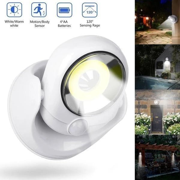 Lampa LED z Czujnikiem Ruchu do Montażu na Ścianie – Obrotowa Podstawa 360° 1