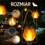 Lampa Ogrodowa Solarna z Czujnikiem Zmierzchu – Wodoodporna, Tryb Płomienia