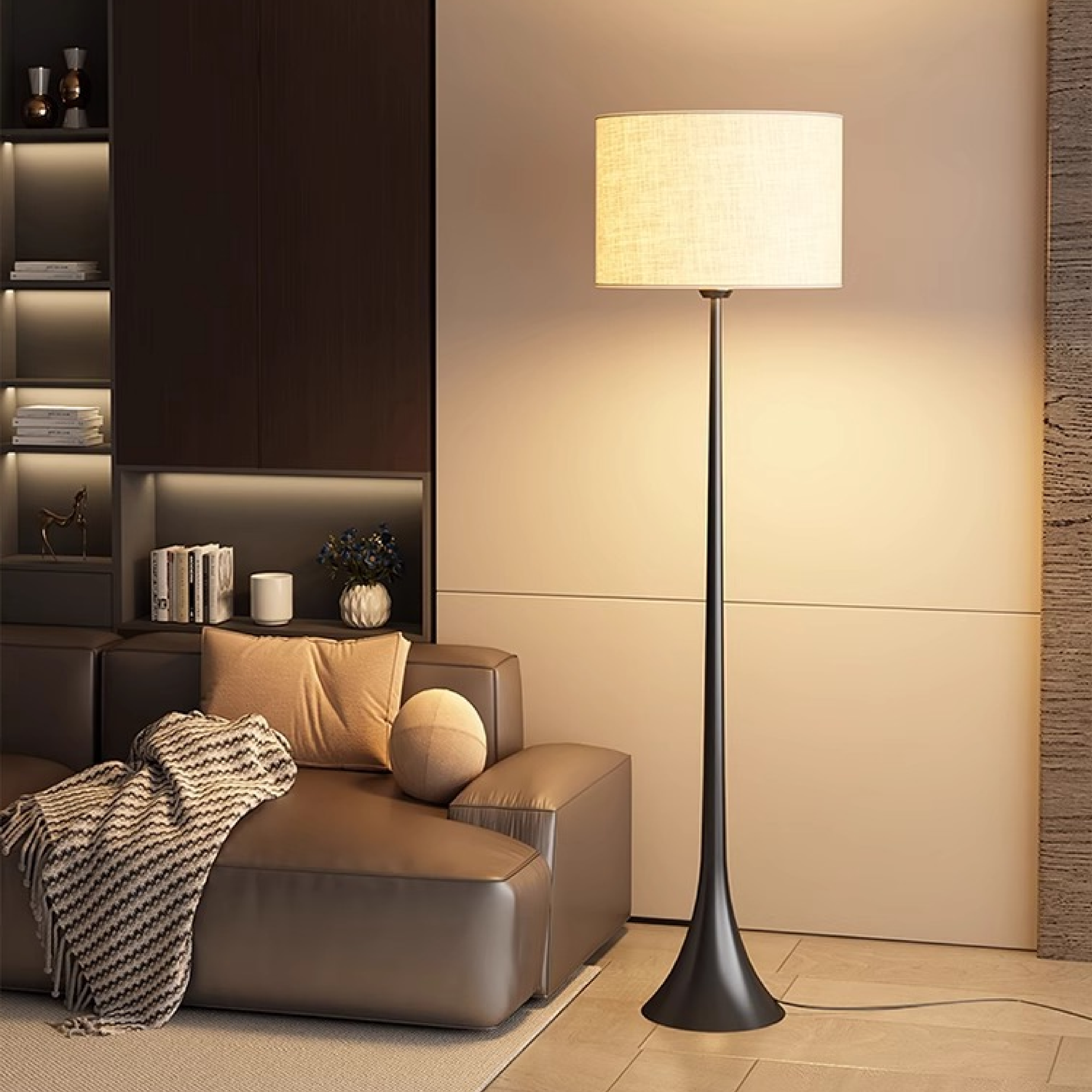Lampa Podłogowa Andero - Elegancki Jedwabowy Abażur, Nowoczesny Design 1