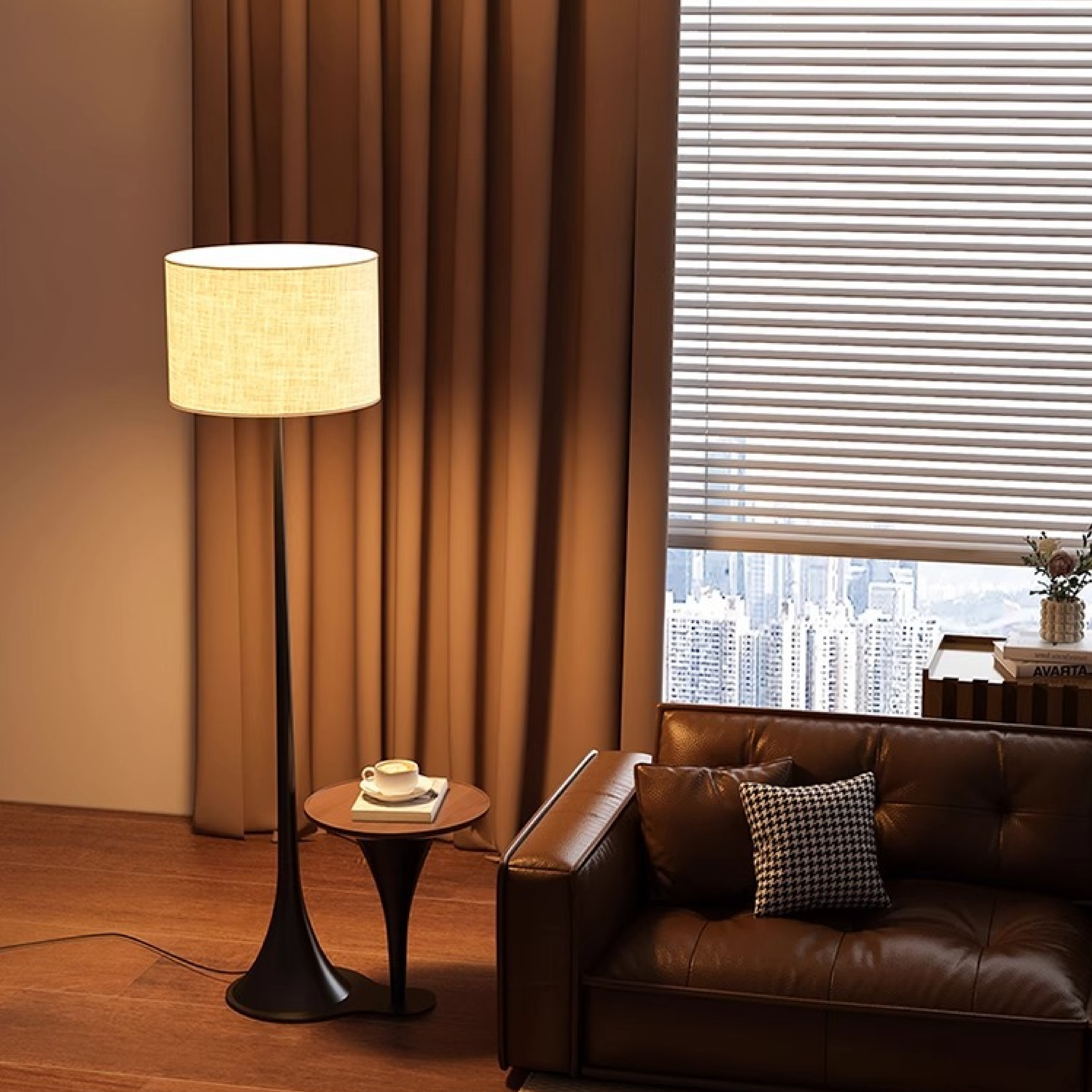 Lampa Podłogowa Andero - Elegancki Jedwabowy Abażur, Nowoczesny Design 2