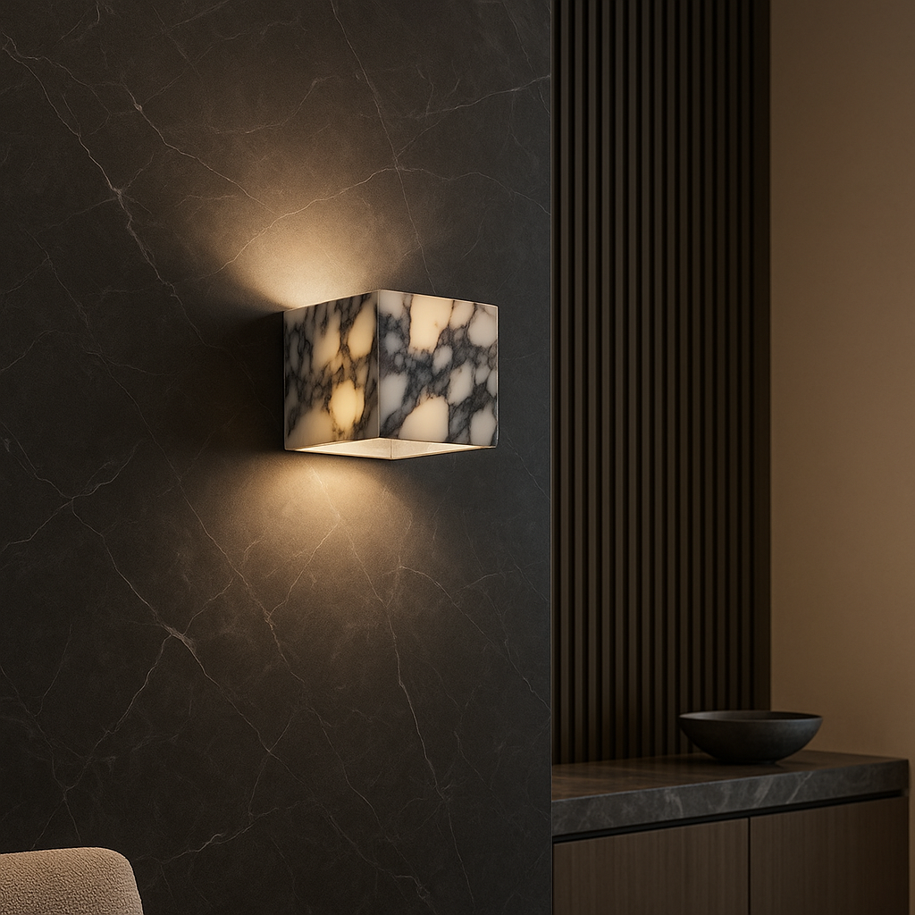 Lampa Ścienna Marble Cube - Nowoczesny Kinkiet Ścienny z Marmuru LED 0
