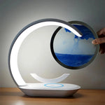 Lampa Stołowa 3D Sand Art z Ładowarką Bezprzewodową – Lampka Nocna do Salonów i Sypialni 3