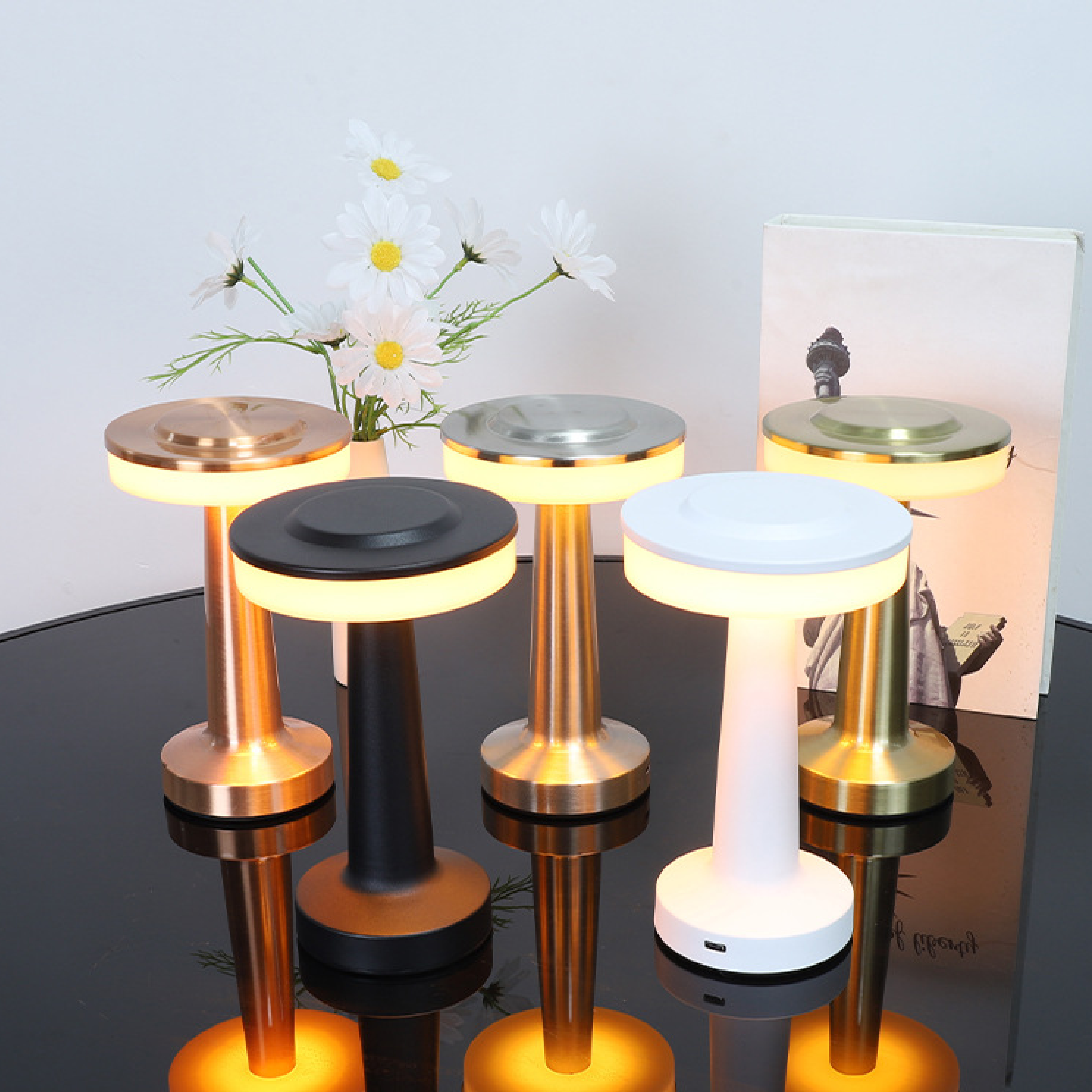 Lampa Stołowa Czarna BIRDONAS z Miękkim Światłem LED i Ładowaniem USB 1