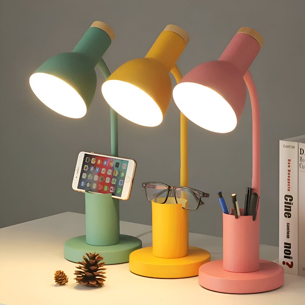 Lampa Stołowa LED Nordic z Regulacją Kąta i Uchwytami na Długopis - Lampa Stołowa do Biura i Pokoju 0