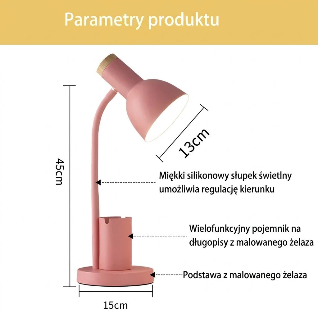 Lampa Stołowa LED Nordic z Regulacją Kąta i Uchwytami na Długopis - Lampa Stołowa do Biura i Pokoju 2