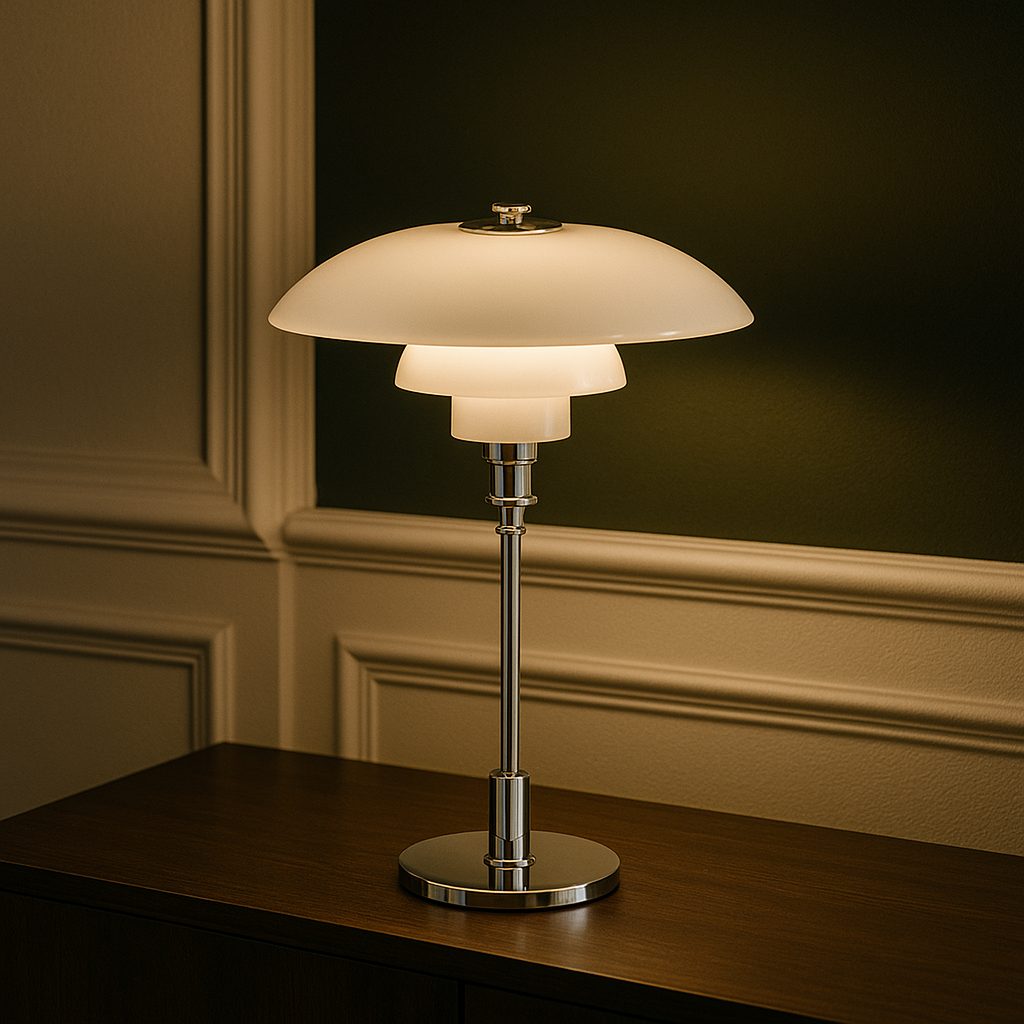 Lampa Stołowa Szklana z LED - Nowoczesne Lampy Stołowe do Salonu, Regulowane Ściemnianie, Skandynawski Styl