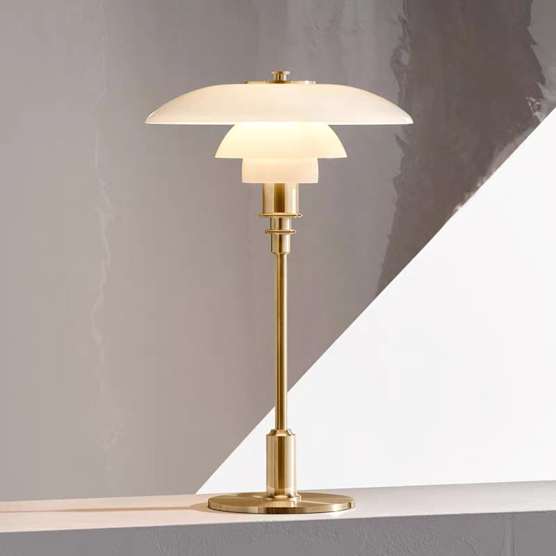 Lampa Stołowa Szklana z LED - Nowoczesne Lampy Stołowe do Salonu, Regulowane Ściemnianie, Skandynawski Styl