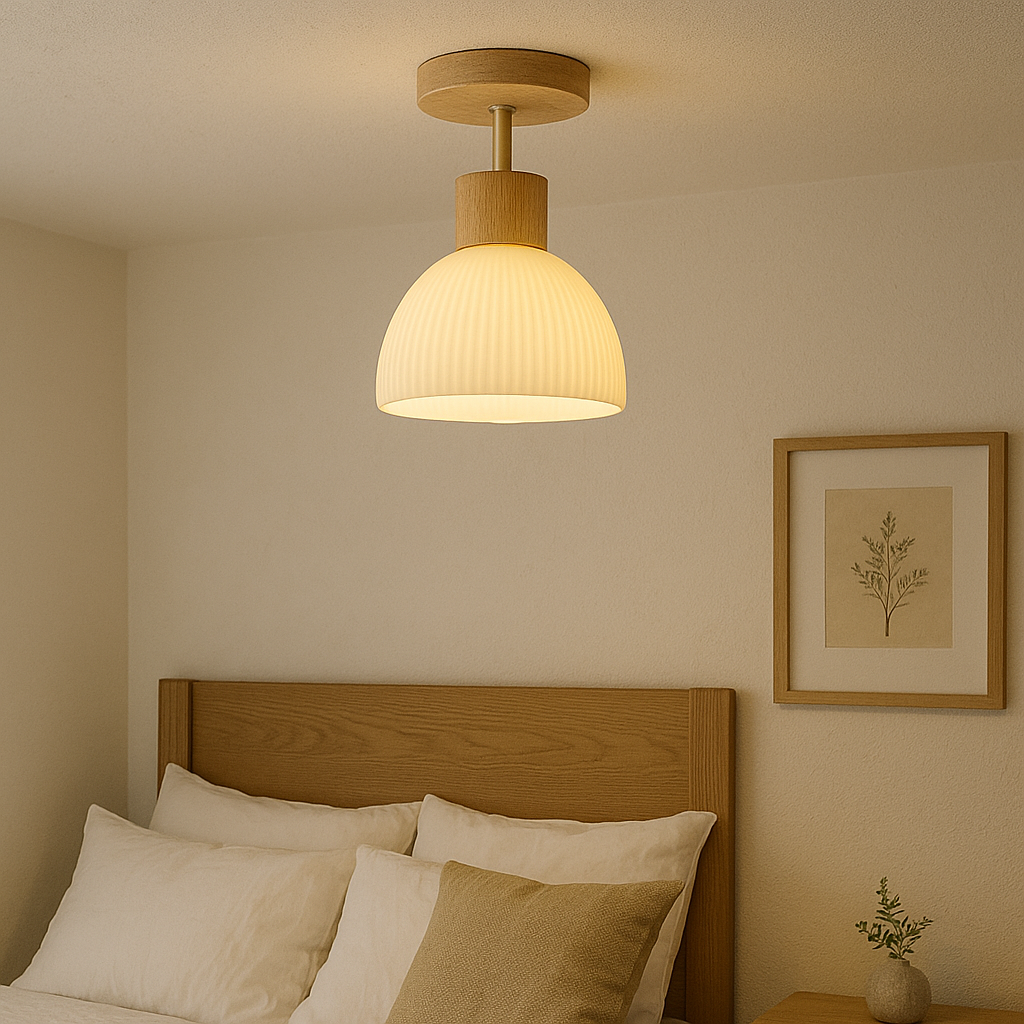 Lampa Sufitowa Ailse - Nowoczesna Lampa LED z Drewna i Żelaza do Salonu i Kuchni 0