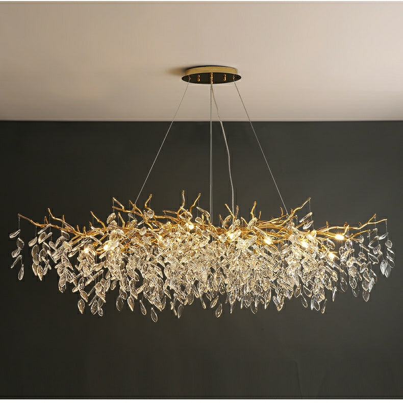 Lampa Sufitowa Wisząca - Elegancki Żyrandol w Kształcie Gałęzi z Kryształami do Salonu