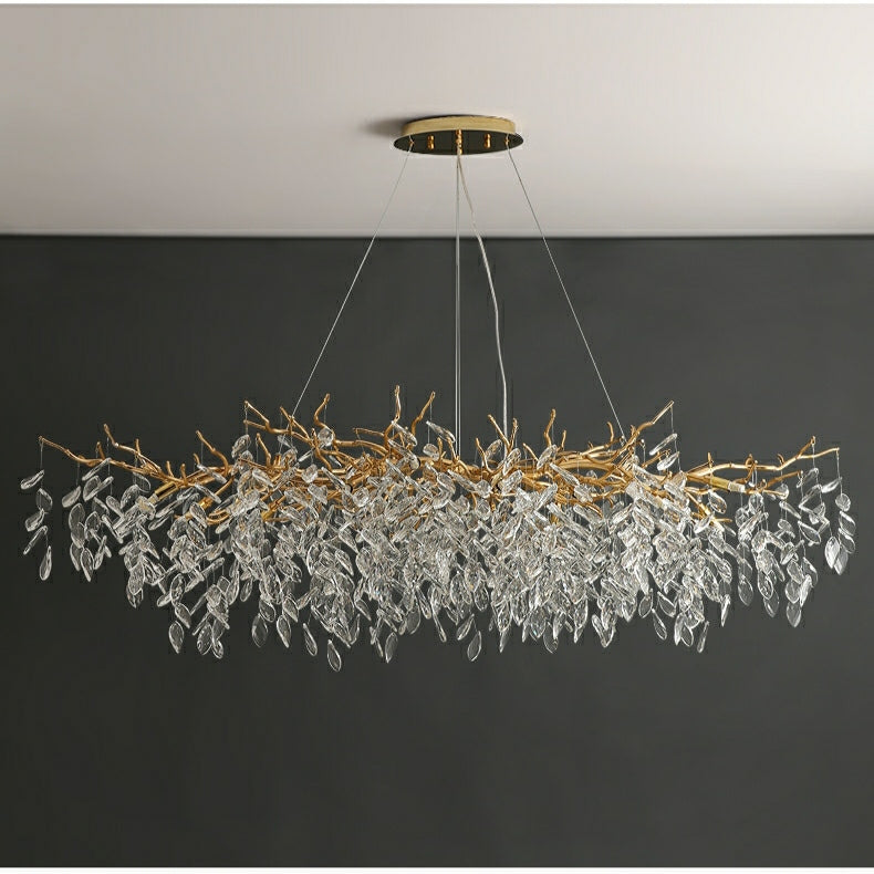 Lampa Sufitowa Wisząca - Elegancki Żyrandol w Kształcie Gałęzi z Kryształami do Salonu