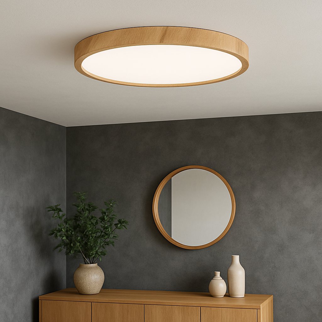 Lampa Sufitowa Wood Grain LED z Naturalnymi Słojami Drewna do Salonu