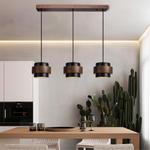 Lampa Wisząca 3-Głowicowa z Czarnego Trawertynu do Salonu i Jadalni 1