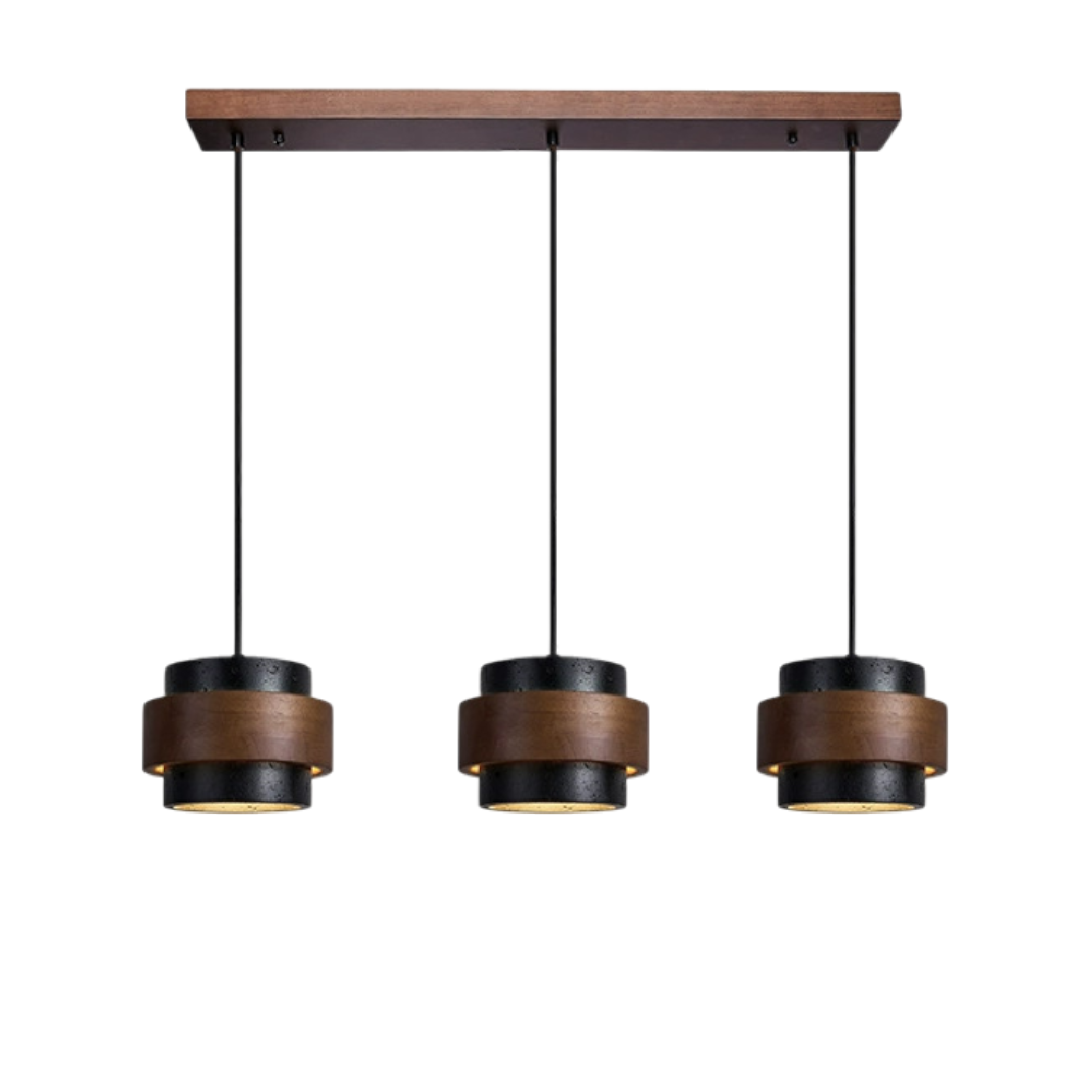Lampa Wisząca 3-Głowicowa z Czarnego Trawertynu do Salonu i Jadalni 5