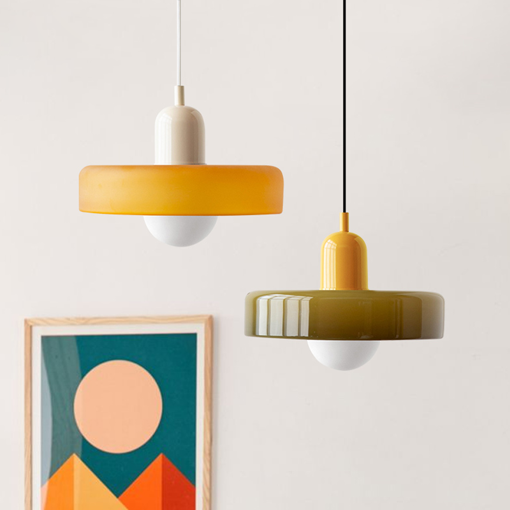 Lampa Wisząca Bauhaus z Kolorowego Szkła - Nowoczesna Lampa do Salonu i Kuchni