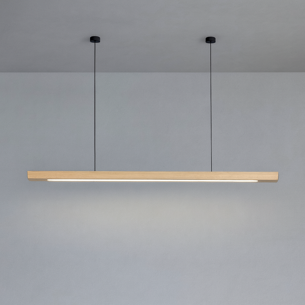 Lampa Wisząca Gindo Bar z Naturalnego Drewna LED do Kuchni i Jadalni
