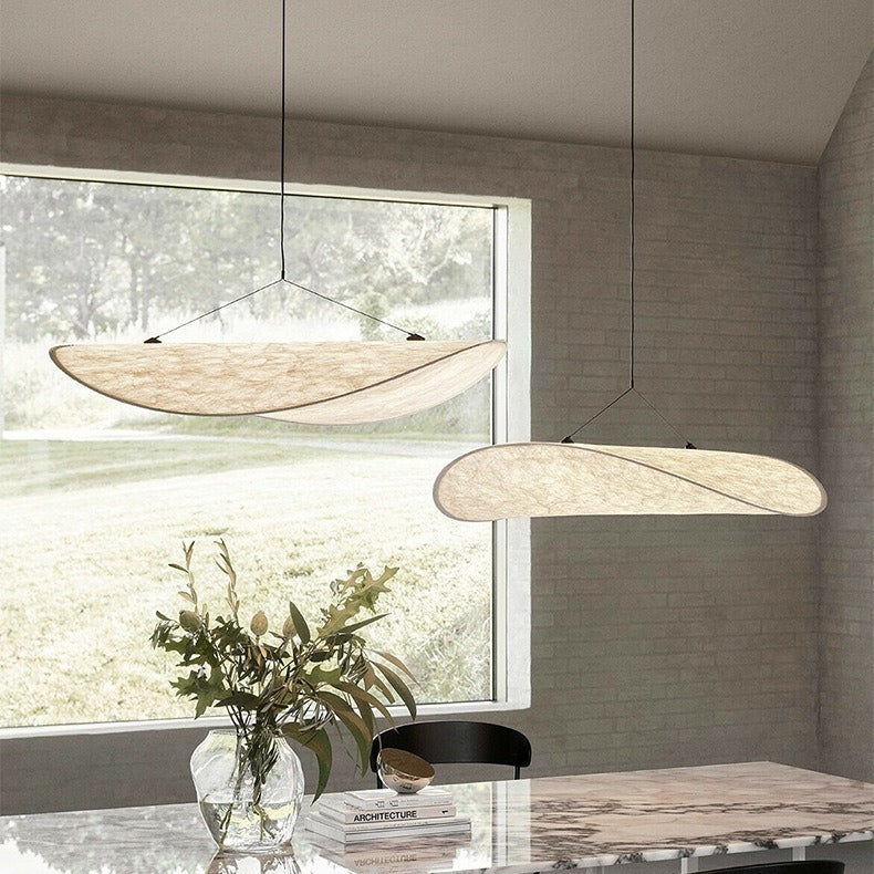 Lampa Wisząca Japandi z Jedwabnym Kloszem - Elegancka Lampa do Salonu i Jadalni
